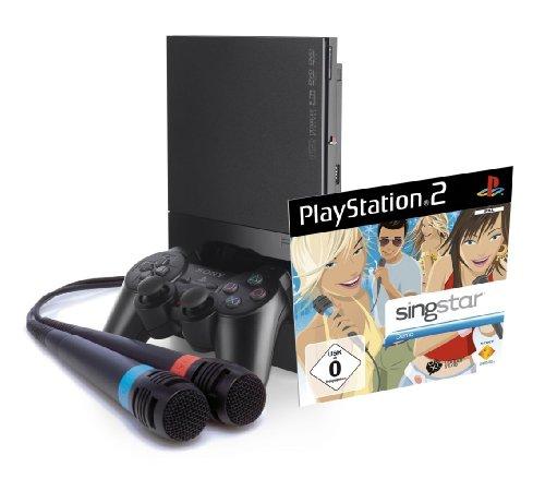 PlayStation 2 Konsole Slim Black + SingStar Demo Disc inkl. Mics